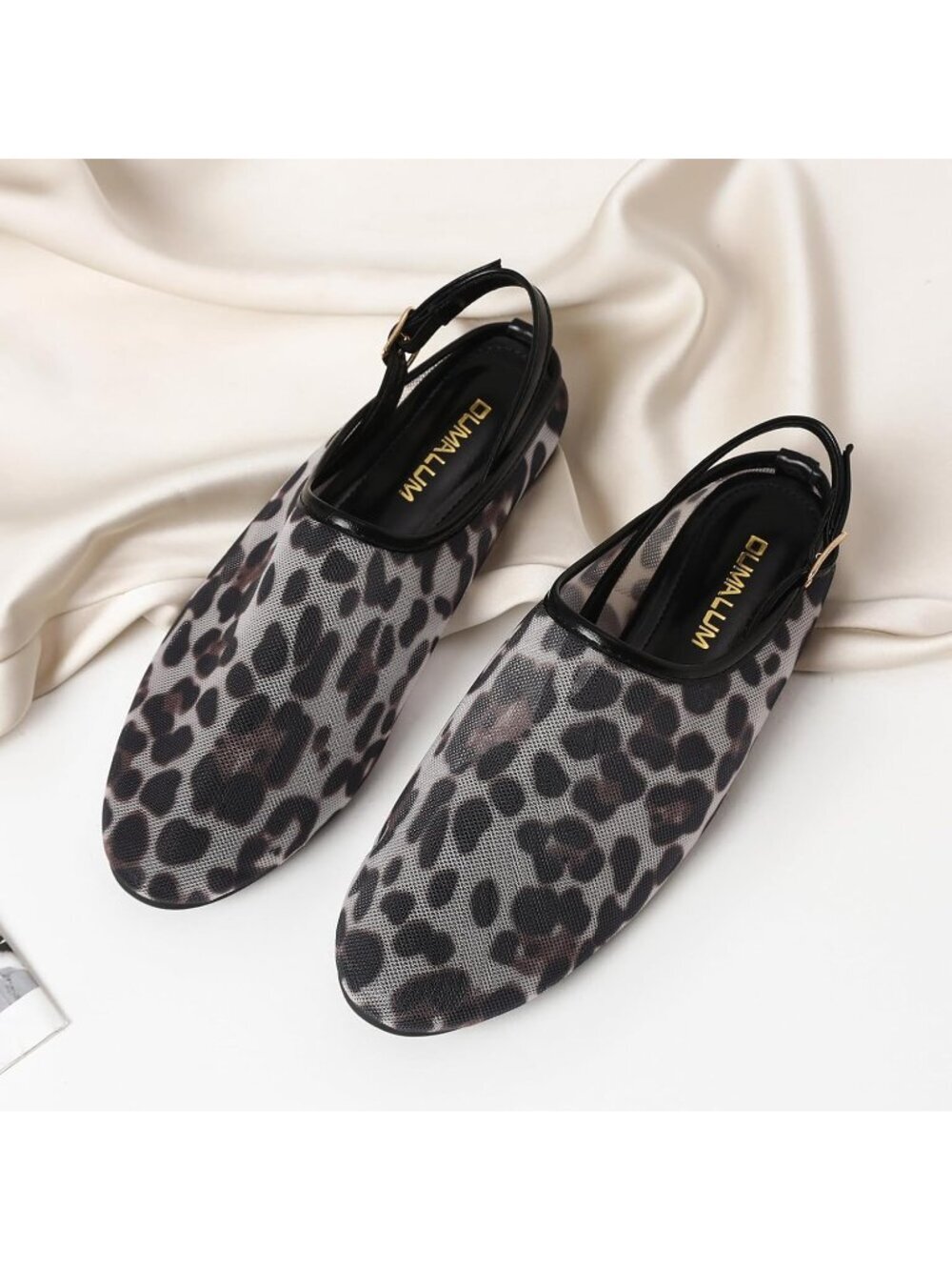 Women's Black Leopard Ballet Flat Mary Jane Animal Print Casual Comfortable Shoe - Picture 3 of 7